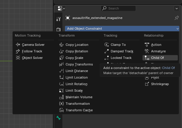 Add Child Of Constraint