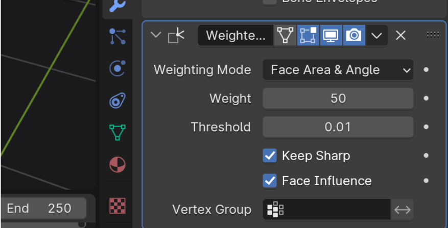 Weighted Normal settings