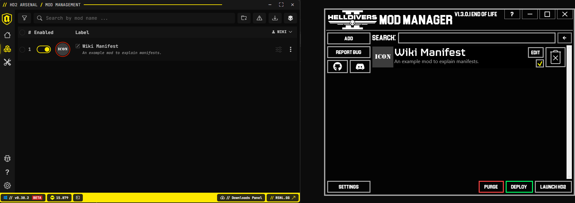 Simple mod manager view