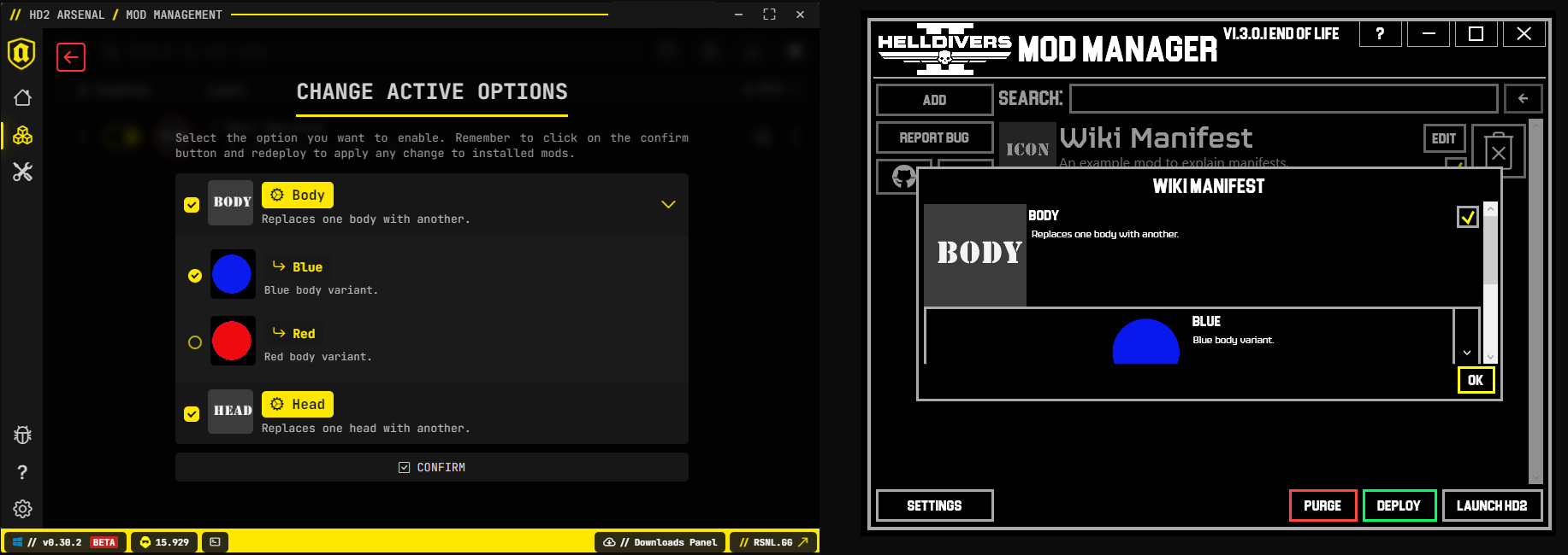 Simple mod with options manager view